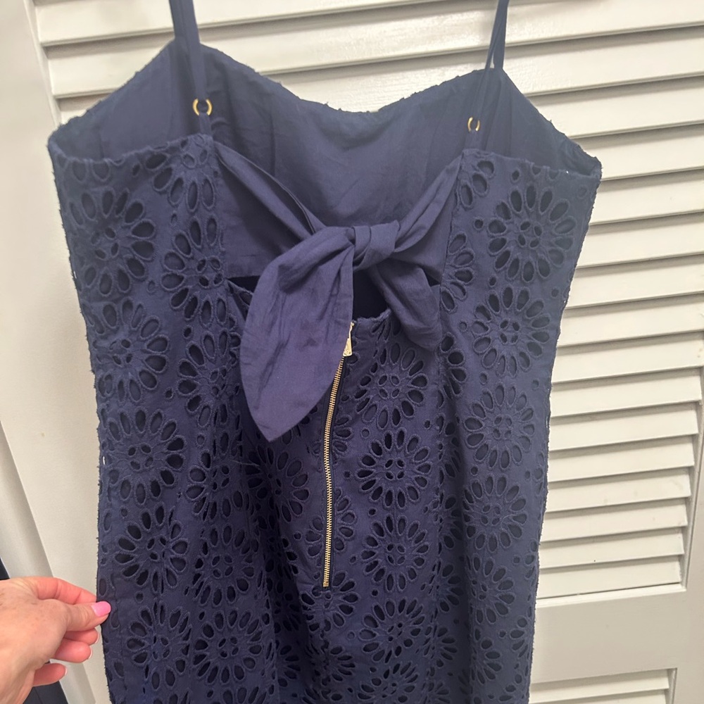 Lilly Pulitzer Navy Eyelet Midi Dress - Picture 3 of 5